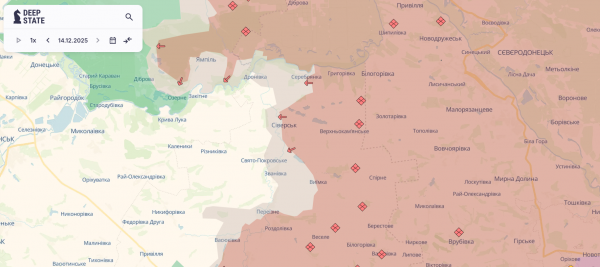 DeepState: російські війська розширили зону контролю в Донецькій області, окупувавши Толстой - 14 грудня 2025 :: Донеччина DeepState: російські війська розширили зону контролю в Донецькій області, окупувавши Толстой - 14 грудня 2025 :: Донеччина