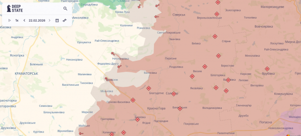 DeepState зафіксував просування військ РФ під Слов'янськом, Сіверськом Донецької області та на Сумщині - 23 лютого 2026 :: Донеччина DeepState зафіксував просування військ РФ під Слов'янськом, Сіверськом Донецької області та на Сумщині - 23 лютого 2026 :: Донеччина