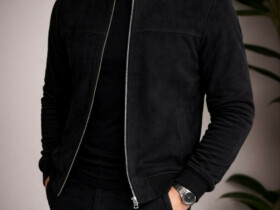 Бомбер чоловічий демісезонний замш, на блискавці