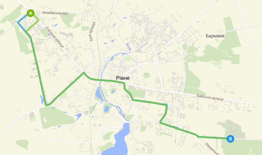 схема руху 4 автобус Рівне