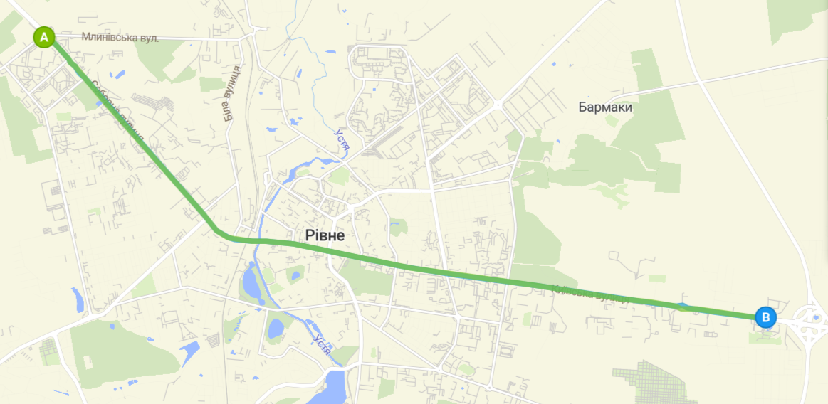 Схема руху 7 атобус рівне